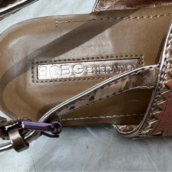 BCBGeneration Bennett Sandals Flat Toe Post Tan Rose Gold Slingback 8 - Picture 12 of 13